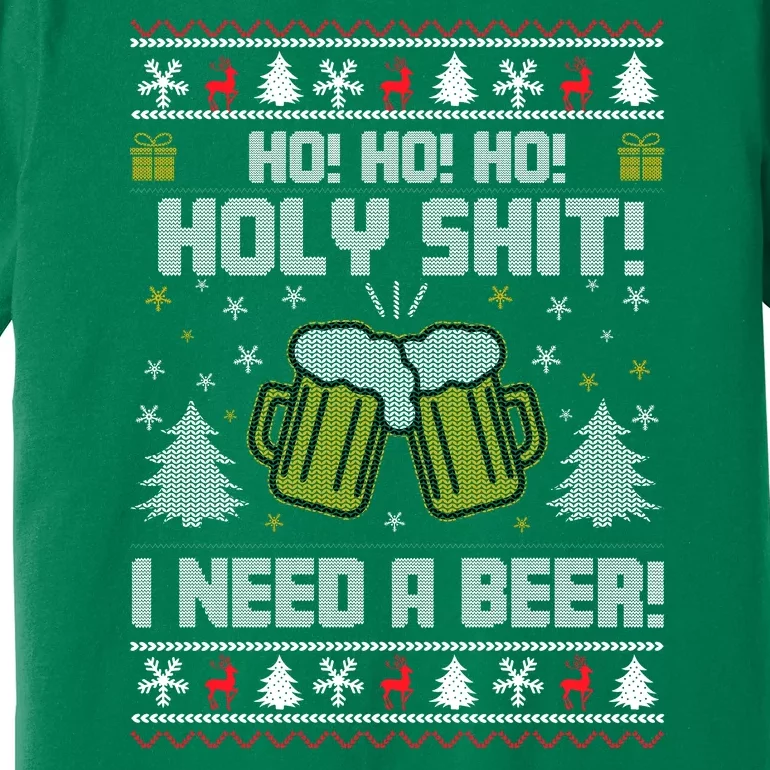 Ho Ho Holy I Need A Beer Santa Claus Ugly Christmas Premium T-Shirt