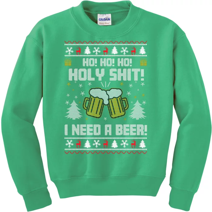 Ho Ho Holy I Need A Beer Santa Claus Ugly Christmas Kids Sweatshirt