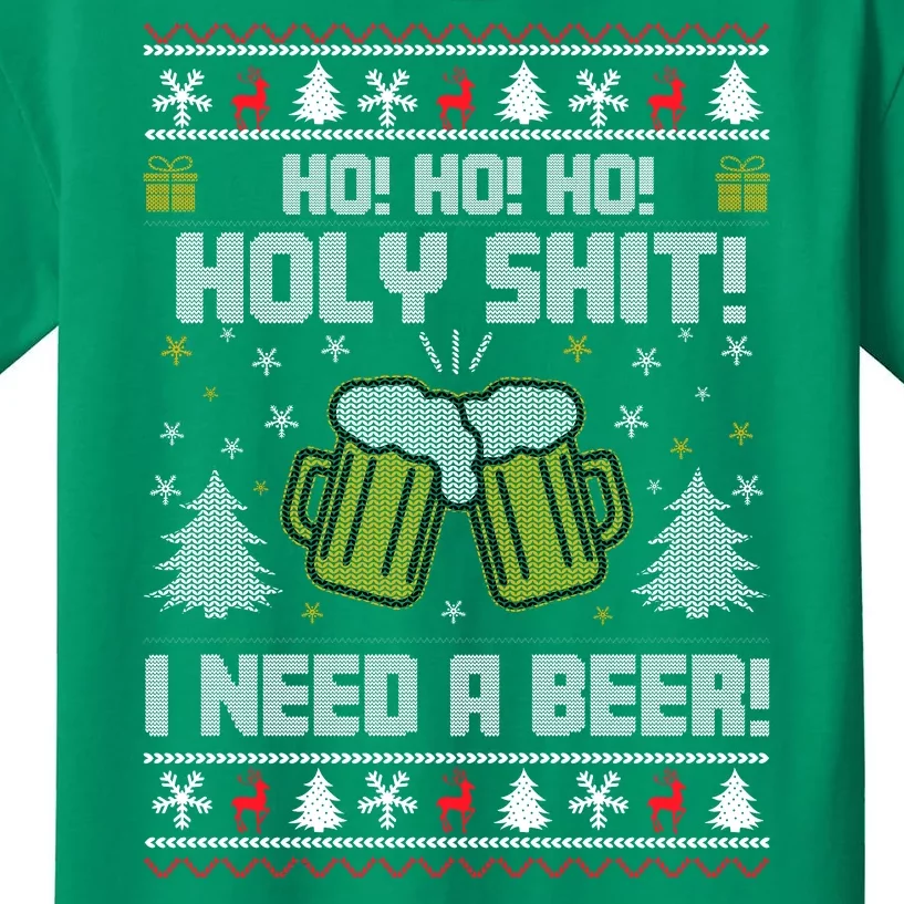 Ho Ho Holy I Need A Beer Santa Claus Ugly Christmas Kids T-Shirt