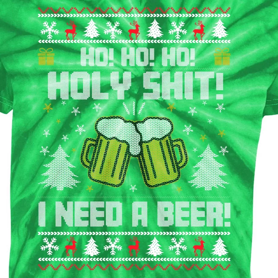 Ho Ho Holy I Need A Beer Santa Claus Ugly Christmas Kids Tie-Dye T-Shirt