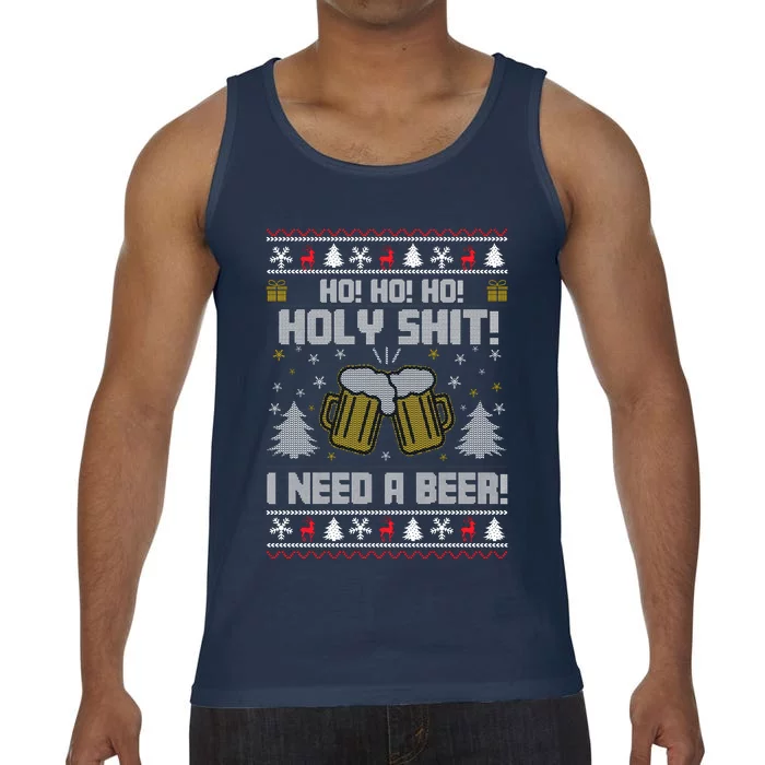 Ho Ho Holy I Need A Beer Santa Claus Ugly Christmas Comfort Colors® Tank Top