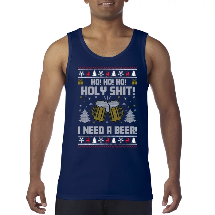 Ho Ho Holy I Need A Beer Santa Claus Ugly Christmas Tank Top