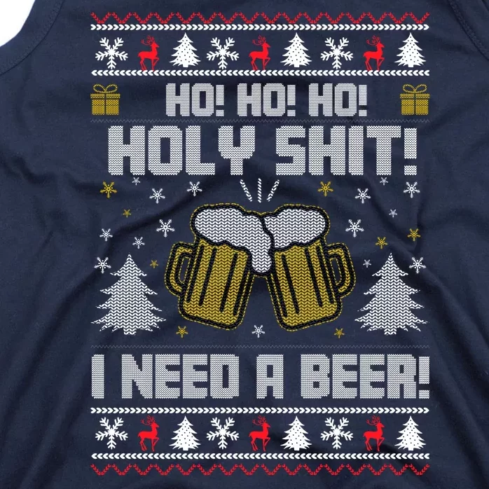 Ho Ho Holy I Need A Beer Santa Claus Ugly Christmas Tank Top