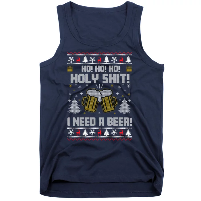 Ho Ho Holy I Need A Beer Santa Claus Ugly Christmas Tank Top