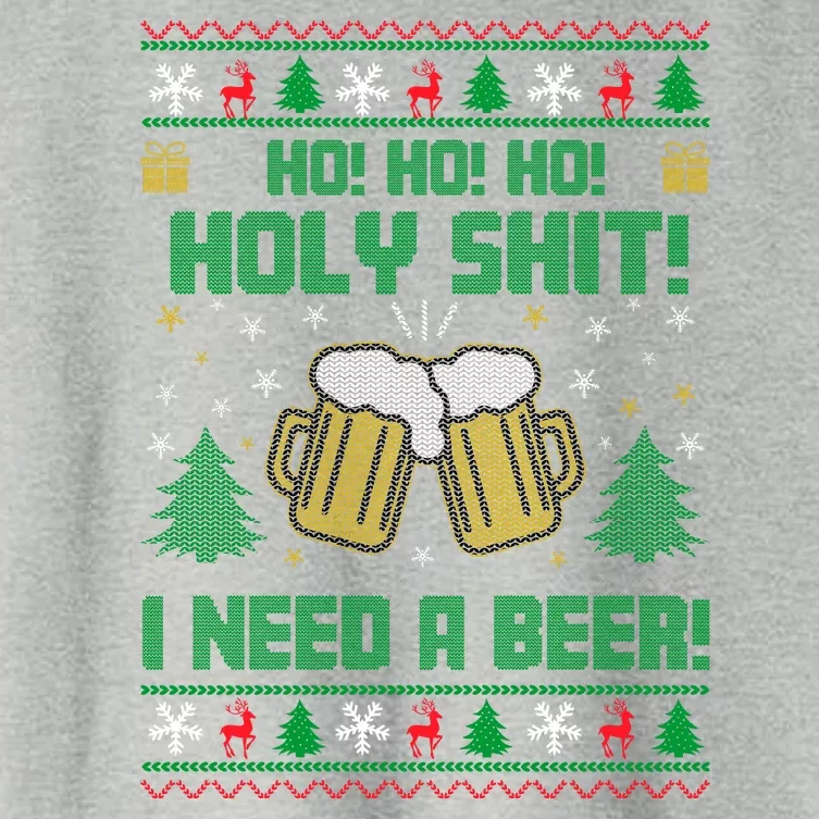 Ho Ho Holy I Need A Beer Santa Claus Ugly Christmas Women's Crop Top Tee