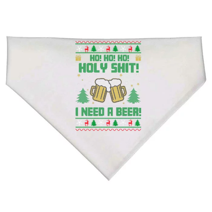 Ho Ho Holy I Need A Beer Santa Claus Ugly Christmas USA-Made Doggie Bandana