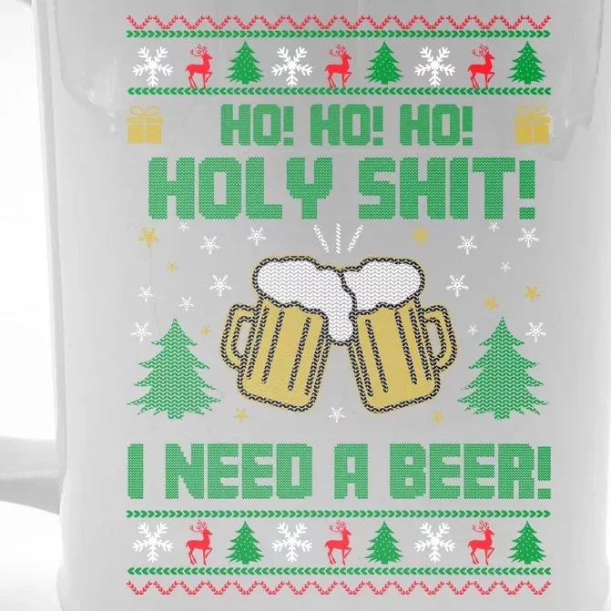 Ho Ho Holy I Need A Beer Santa Claus Ugly Christmas Front & Back Beer Stein