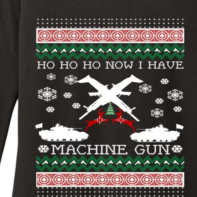 Ho Ho Ho Now I Have A Machine Gun Ugly Christmas Sweater Cute Gift Womens CVC Long Sleeve Shirt