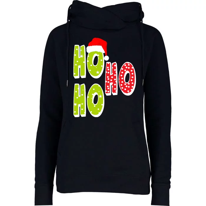 Ho Ho Ho Merry Christmas Festive Womens Funnel Neck Pullover Hood