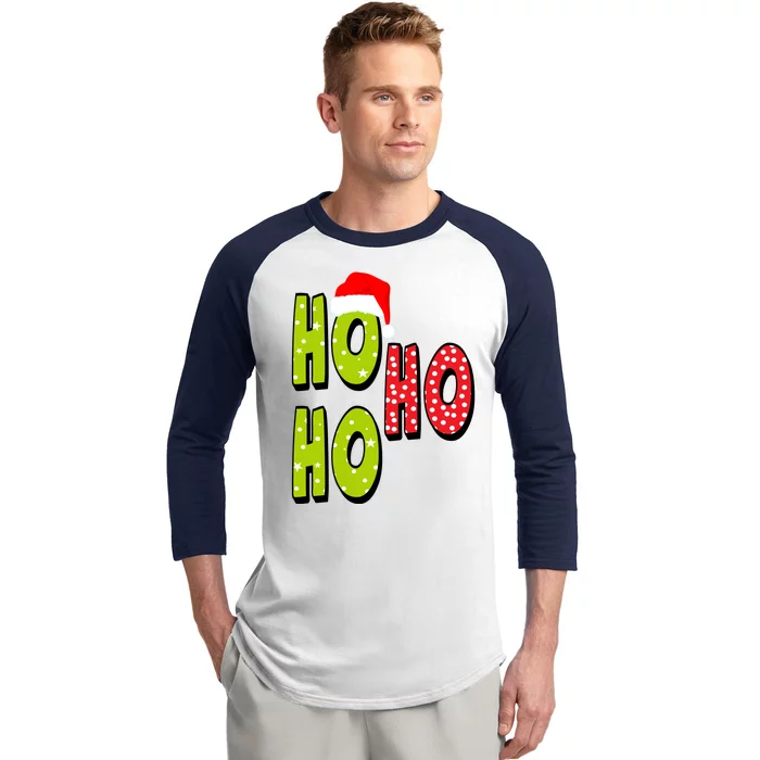 Ho Ho Ho Merry Christmas Festive Baseball Sleeve Shirt