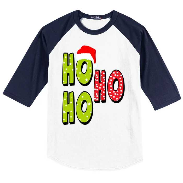 Ho Ho Ho Merry Christmas Festive Baseball Sleeve Shirt