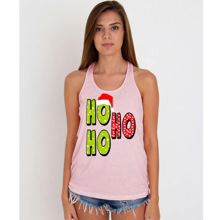 Ho Ho Ho Merry Christmas Festive Women's Knotted Racerback Tank