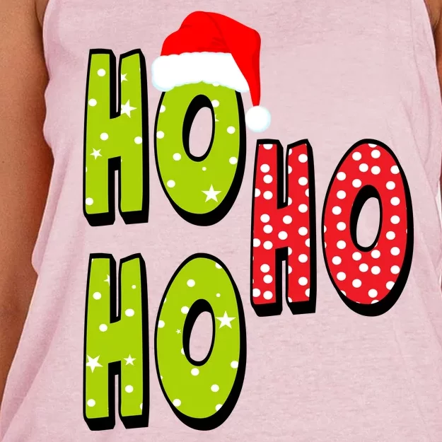 Ho Ho Ho Merry Christmas Festive Women's Knotted Racerback Tank