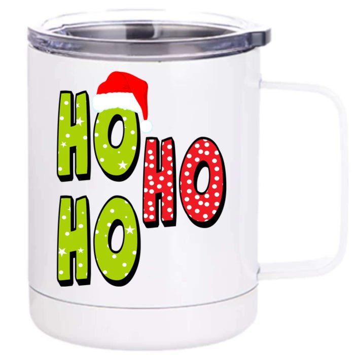 Ho Ho Ho Merry Christmas Festive Front & Back 12oz Stainless Steel Tumbler Cup