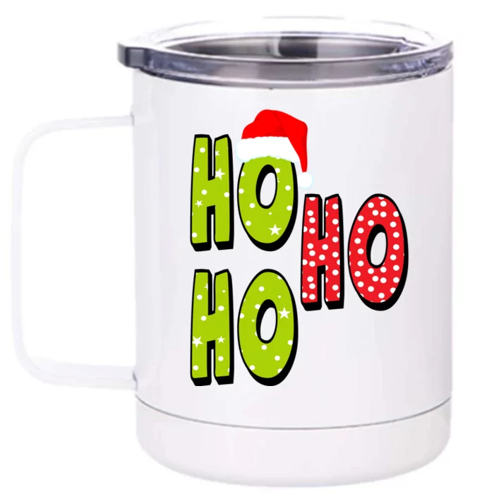 Ho Ho Ho Merry Christmas Festive Front & Back 12oz Stainless Steel Tumbler Cup