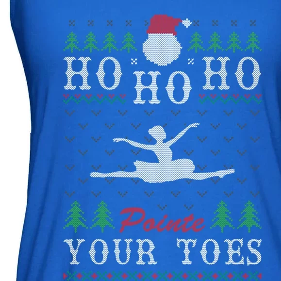 Ho Ho Ho Pointe Your Toes Ugly Christmas Ballet Dancing Gift Ladies Essential Flowy Tank