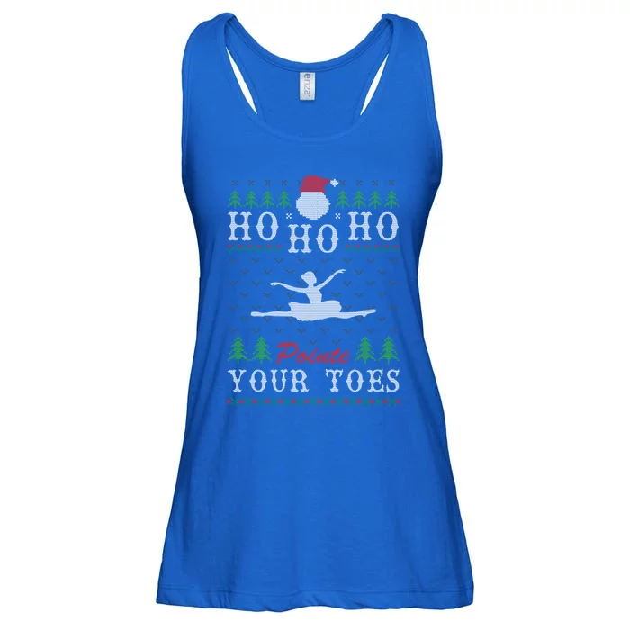 Ho Ho Ho Pointe Your Toes Ugly Christmas Ballet Dancing Gift Ladies Essential Flowy Tank