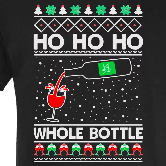 Ho Ho Ho Whole Bottle Wine Spirits Ugly Christmas Garment-Dyed Heavyweight T-Shirt