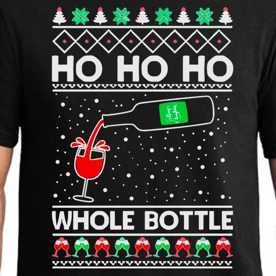 Ho Ho Ho Whole Bottle Wine Spirits Ugly Christmas Pajama Set