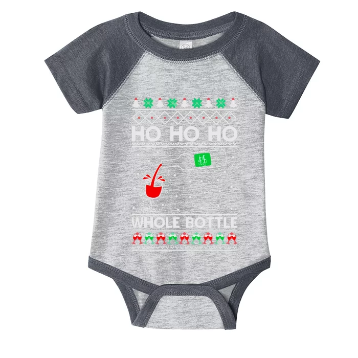 Ho Ho Ho Whole Bottle Wine Spirits Ugly Christmas Infant Baby Jersey Bodysuit