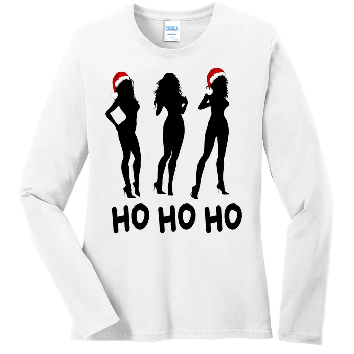 Ho Ho Ho Female Funny Santa Ladies Long Sleeve Shirt