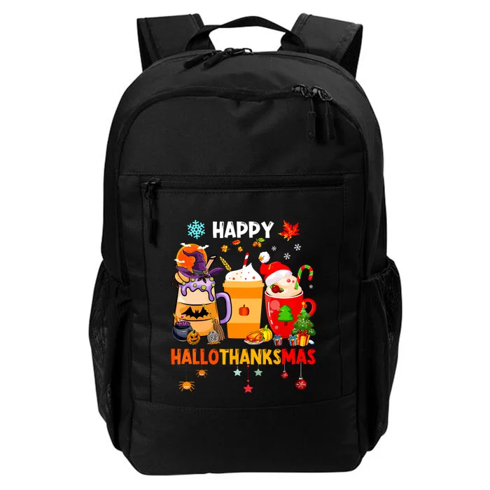 Happy Hallothanksmas Halloween Coffee Latte Thanksgiving Daily Commute Backpack