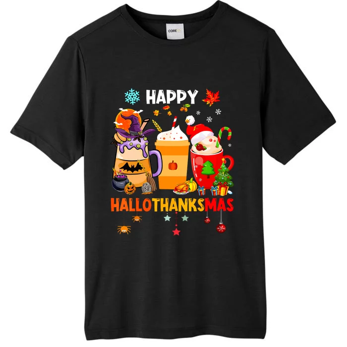 Happy Hallothanksmas Halloween Coffee Latte Thanksgiving ChromaSoft Performance T-Shirt