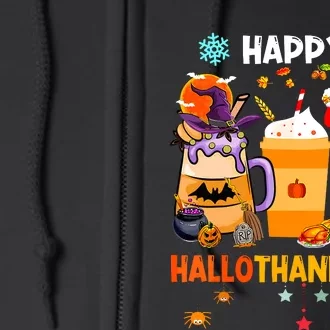 Happy Hallothanksmas Halloween Coffee Latte Thanksgiving Full Zip Hoodie