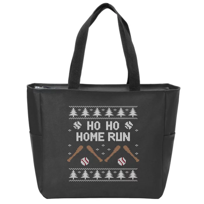 Ho Ho HOME Run Funny Ugly Christmas Baseball lover Zip Tote Bag