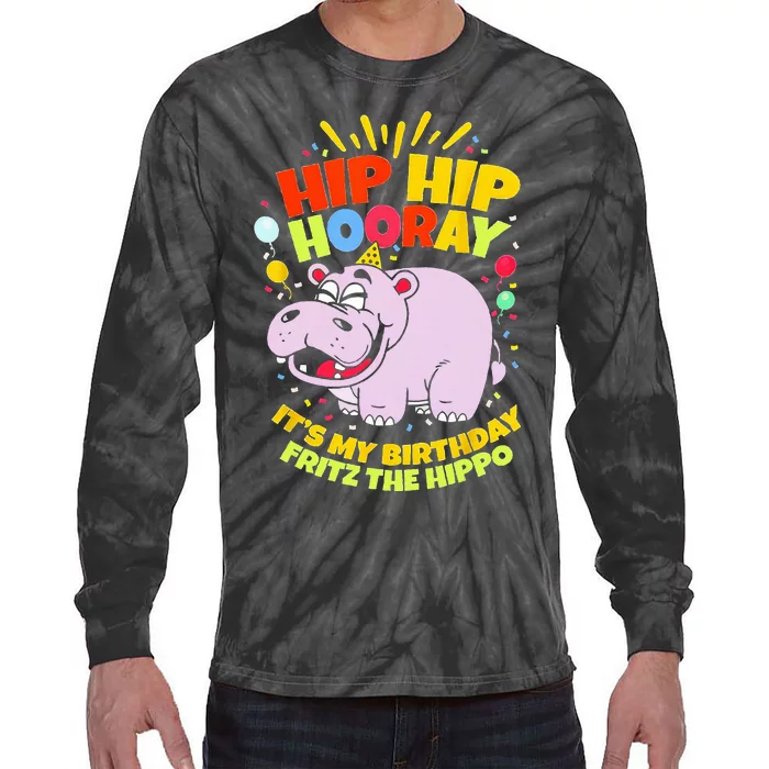 Hip Hip Hooray Its My Birthday Fritz The Hippo Tie-Dye Long Sleeve Shirt