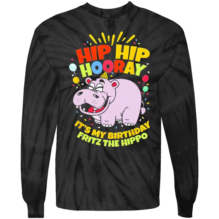 Hip Hip Hooray Its My Birthday Fritz The Hippo Tie-Dye Long Sleeve Shirt