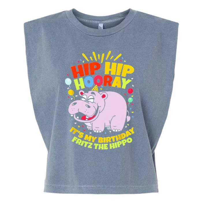 Hip Hip Hooray Its My Birthday Fritz The Hippo Garment-Dyed Women's Muscle Tee