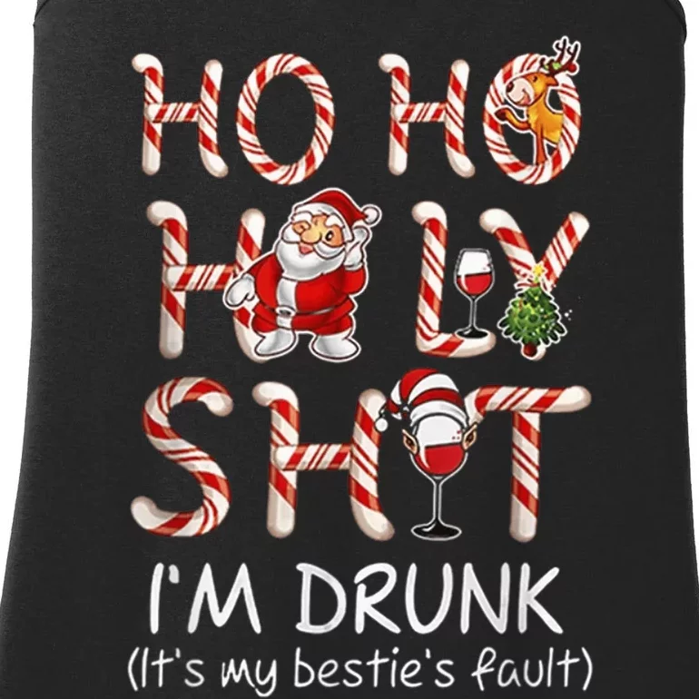 Ho Ho Holy Shit I'm Drunk Wine Santa Christmas Ladies Essential Tank