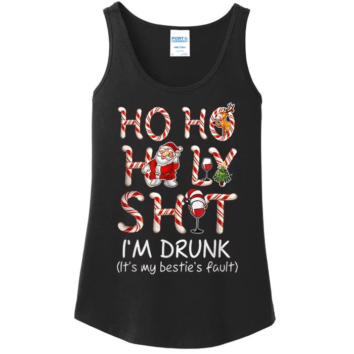 Ho Ho Holy Shit I'm Drunk Wine Santa Christmas Ladies Essential Tank