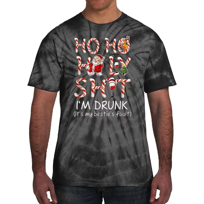 Ho Ho Holy Shit I'm Drunk Wine Santa Christmas Tie-Dye T-Shirt