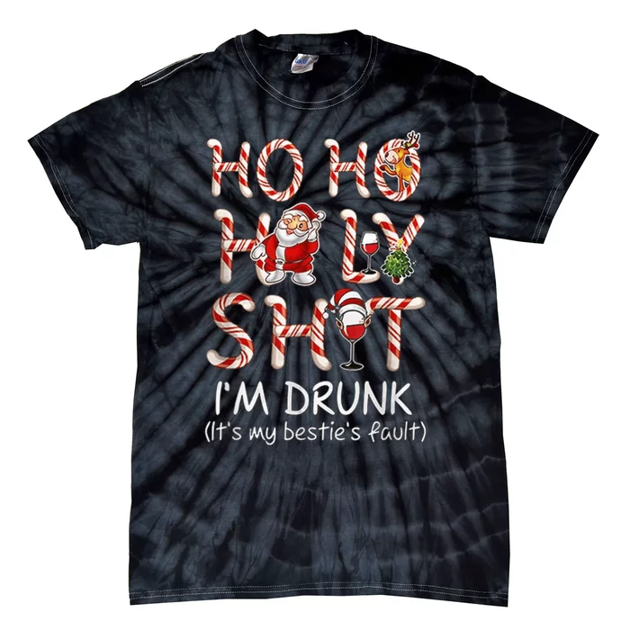 Ho Ho Holy Shit I'm Drunk Wine Santa Christmas Tie-Dye T-Shirt