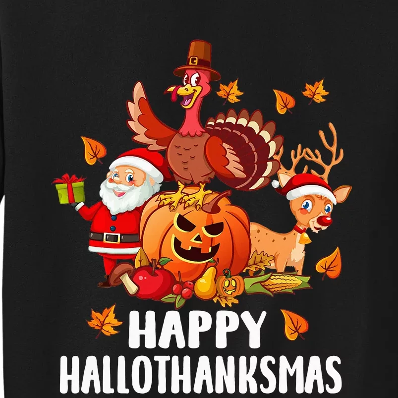 Happy Hallothanksmas Halloween Thanksgiving Christmas Day Sweatshirt