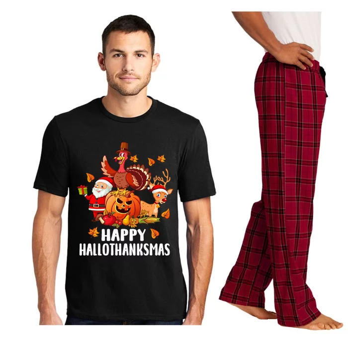 Happy Hallothanksmas Halloween Thanksgiving Christmas Day Pajama Set