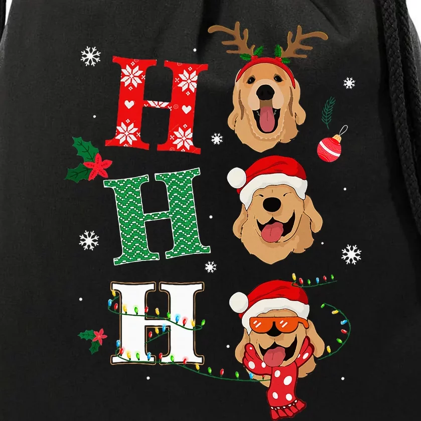 Ho Ho Ho Retrievers Golden Xmas Outfit Christmas Costume Drawstring Bag