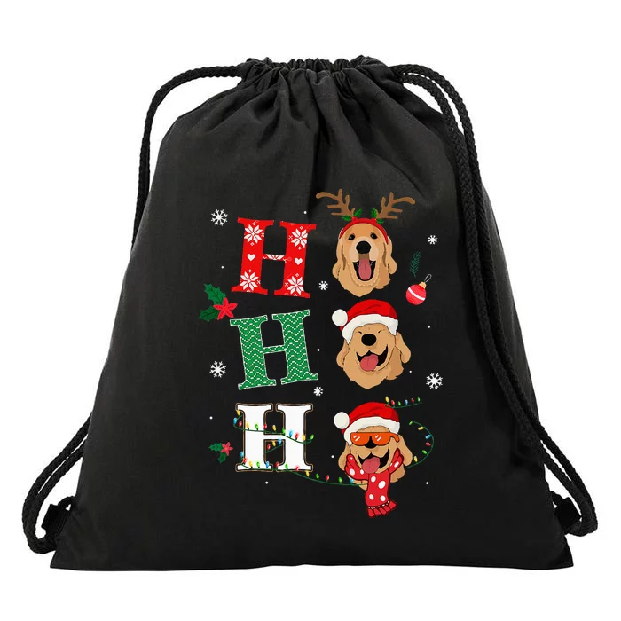 Ho Ho Ho Retrievers Golden Xmas Outfit Christmas Costume Drawstring Bag