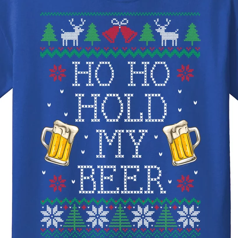 Ho Ho Hold My Beer Christmas Ugly Sweater Gift Kids T-Shirt