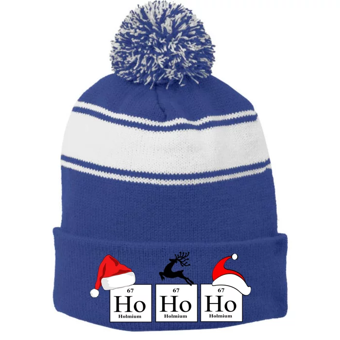 Ho Ho Ho A Very Scientific Christmas Science Christmas Gift Stripe Pom Pom Beanie