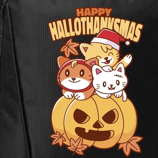 Happy Hallothanksmas Holiday Cats City Backpack