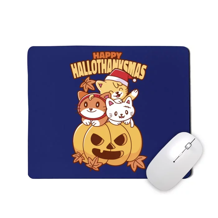 Happy Hallothanksmas Holiday Cats Mousepad