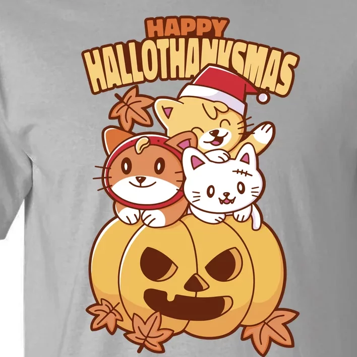 Happy Hallothanksmas Holiday Cats Tall T-Shirt