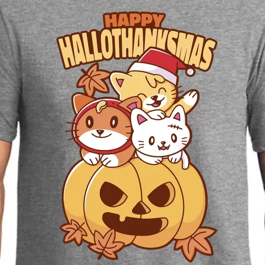 Happy Hallothanksmas Holiday Cats Pajama Set