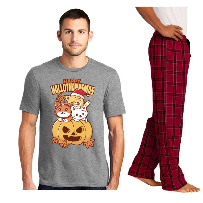 Happy Hallothanksmas Holiday Cats Pajama Set