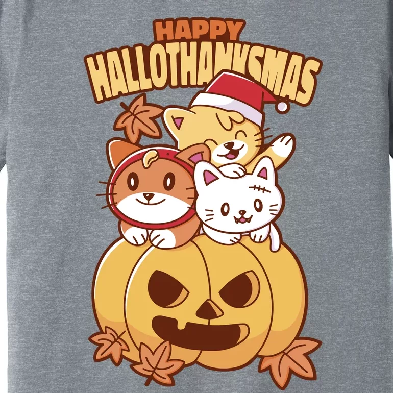 Happy Hallothanksmas Holiday Cats Premium T-Shirt