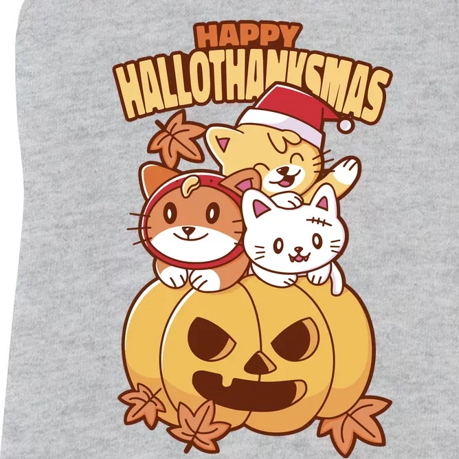 Happy Hallothanksmas Holiday Cats Women's Racerback Tank