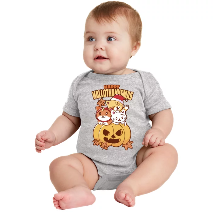 Happy Hallothanksmas Holiday Cats Baby Bodysuit